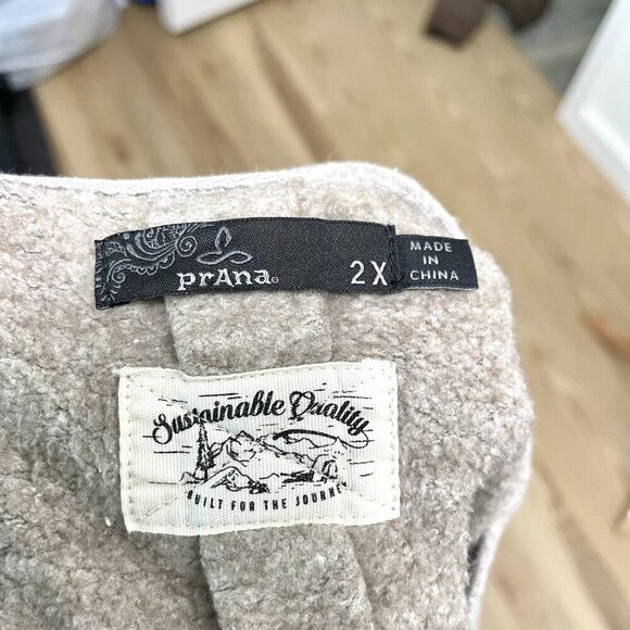 prAna Hemp Blend Fleece Lined Pullover Sweatshirt Sweater Oatmeal Gray size 2X - Picture 6 of 7